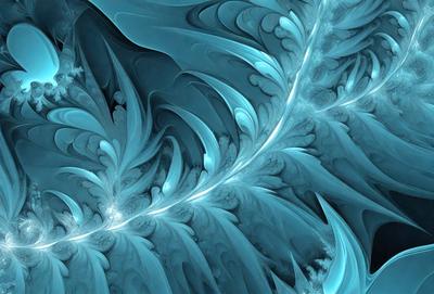 The primary subject of the image is a blue and white swirl pattern, which appears to be a digital art or illustration. The setting is a blue background, and the visual style is a combination of digital art and illustration. The dominant colors are blue and white, creating a calm and soothing atmosphere.