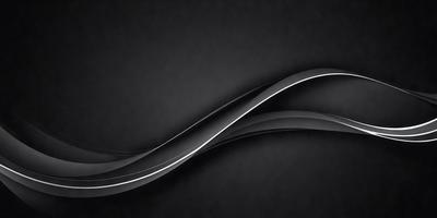 The primary subject of the image is a curved, metallic design that appears to be a part of a larger structure. The setting is a dark background, which contrasts with the metallic design. The visual style is a combination of digital art and illustration, creating a modern and sleek appearance. The colors and mood of the image are predominantly black and silver, giving it a sophisticated and contemporary feel.