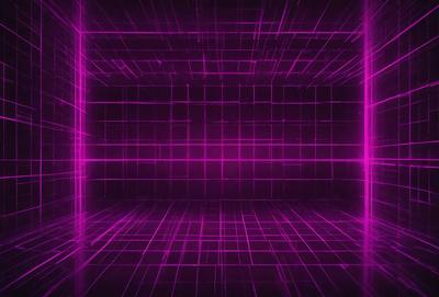 The primary subject of the image is a purple, pink, and white patterned wall. The setting is a room with a purple and pink color scheme. The visual style is a digital art or illustration, creating a unique and vibrant atmosphere. The dominant colors are purple, pink, and white, giving the room a distinctive and lively appearance.