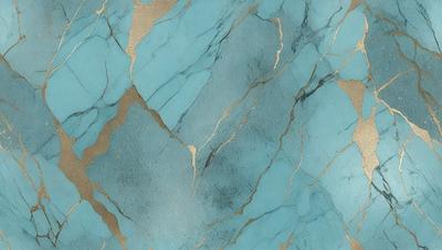 The primary subject of the image is a blue marble wall with gold accents. The setting is a room with a blue and gold marble wall, which serves as the background. The visual style is a combination of a photo and digital art, creating a unique and eye-catching design. The dominant colors are blue and gold, giving the wall a luxurious and elegant appearance.