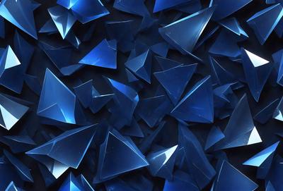 The primary subject of the image is a large number of blue triangles, which are arranged in a visually appealing pattern. The setting is a dark background, which contrasts with the bright blue triangles. The visual style of the image is a combination of digital art and illustration, creating a unique and eye-catching design. The dominant colors in the image are blue and black, giving the scene a modern and sophisticated appearance.