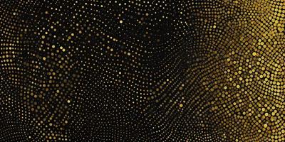 The primary subject of the image is a pattern of gold dots on a black background. The setting is a dark, starry night, with the dots creating a sense of depth and contrast. The visual style is a combination of digital art and illustration, creating a unique and eye-catching design. The colors and mood are predominantly black and gold, giving the image a sophisticated and elegant appearance.