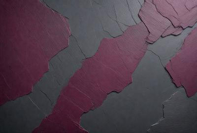 The primary subject of the image is a purple wall with a maroon-colored surface. The setting is a room with a black background. The visual style is a close-up of the wall, showcasing the purple and maroon colors. The colors and mood of the image are vibrant and bold, creating a striking visual effect.