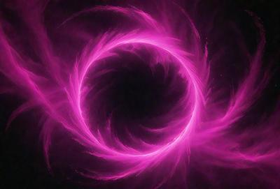 The primary subject of the image is a pink circle with a swirling pattern, which appears to be a digital art or illustration. The setting is a dark background, which contrasts with the bright pink color of the circle. The visual style suggests that the image is a creative and artistic representation of a swirling pattern. The colors and mood of the image are predominantly pink, giving it a warm and vibrant atmosphere.
