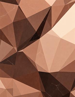The image features a brown and white patterned surface, possibly a marble or stone texture. The primary subject is a close-up of the pattern, which appears to be a combination of triangles and diamonds. The setting is a wall or a floor, and the visual style is a blend of natural and geometric elements. The colors and mood of the image are warm and earthy, with the brown and white pattern creating a sense of depth and texture.