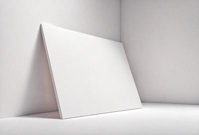 The primary subject of the image is a white square or rectangle, which is the main object, scene, or focus of the image. The setting or background consists of a white wall, and the visual style appears to be a photo. The colors and mood of the image are predominantly white, giving it a clean and minimalist appearance.