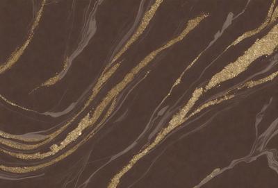 The primary subject of the image is a marbled surface with gold accents. The setting is a brown background, and the visual style appears to be a combination of photo and digital art. The colors and mood of the image are warm and inviting, with the gold accents adding a touch of luxury and sophistication.