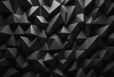 The primary subject of the image is a black and white patterned wall. The setting is a dark room with a black background. The visual style is a combination of a photo and digital art, creating a unique and intricate pattern. The dominant colors are black and white, giving the image a classic and timeless appearance.