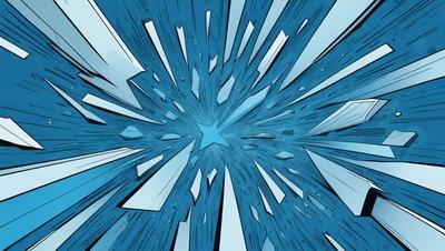 The primary subject of the image is a blue star, which is the main focus of the scene. The setting is a blue background, which complements the star's color. The visual style is digital art, as the star is depicted in a stylized manner. The colors and mood of the image are predominantly blue, creating a calm and serene atmosphere.