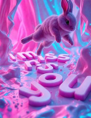 The primary subject of the image is a pink and white cat, which is the main focus of the image. The cat is depicted in a pink and white color scheme, giving it a cute and playful appearance. The setting of the image is a pink background, which adds to the overall atmosphere and visual style of the photo. The image is a digital art piece, showcasing the creativity and skill of the artist.