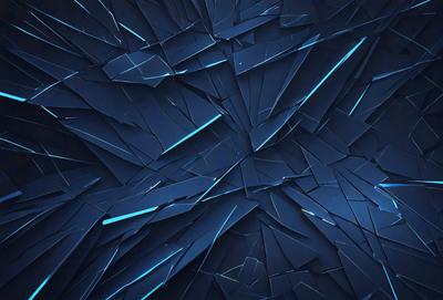 The primary subject of the image is a blue, geometric pattern. The setting is a dark blue background, which creates a contrasting and visually striking scene. The visual style is a combination of digital art and illustration, giving the image a modern and artistic appearance. The dominant colors are blue and black, creating a calm and sophisticated atmosphere.