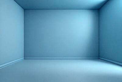 The primary subject of the image is a blue wall with a white border. The setting is a room with a blue wall and a white border. The visual style is a photo, and the colors and mood are predominantly blue and calm.