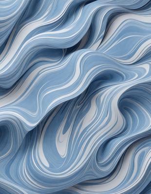 The primary subject of the image is a blue and white wave pattern, which appears to be a digital art or illustration. The setting is a blue background, and the visual style is a combination of digital art and a pattern. The dominant colors are blue and white, creating a calm and soothing atmosphere.
