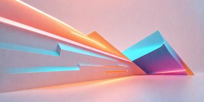 The primary subject of the image is a large, colorful, and abstract wall. The setting is a white background, which contrasts with the vibrant colors of the wall. The visual style is a combination of digital art and illustration, creating a unique and eye-catching design. The dominant colors are pink, blue, and orange, giving the wall a lively and energetic atmosphere.