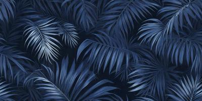 The primary subject of the image is a close-up of a blue and green palm tree. The setting is a dark blue background, which creates a striking contrast with the vibrant colors of the palm tree. The visual style is a digital art or illustration, as the palm tree appears to be a detailed and intricate design. The colors and mood of the image are lively and energetic, with the blue and green hues evoking a sense of tranquility and natural beauty.