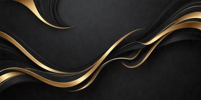 The primary subject of the image is a gold and black swirl pattern. The setting is a black background, and the visual style appears to be a digital art or illustration. The dominant colors are gold and black, creating a bold and striking appearance.