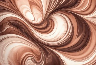 The primary subject of the image is a swirling pattern of brown and white colors, which creates a visually striking and dynamic scene. The setting is a white surface, which provides a clean and contrasting backdrop for the swirling pattern. The visual style of the image is a combination of photo and digital art, as it appears to be a close-up of a swirling pattern, possibly created using a digital art tool. The dominant colors in the image are brown and white, which evoke a sense of warmth and