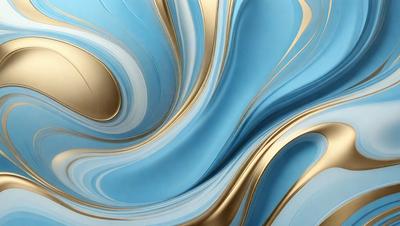 The primary subject of the image is a blue and gold swirl pattern. The setting is a blue background, and the visual style appears to be a digital art or illustration. The dominant colors are blue and gold, creating a sense of depth and movement in the swirl pattern.