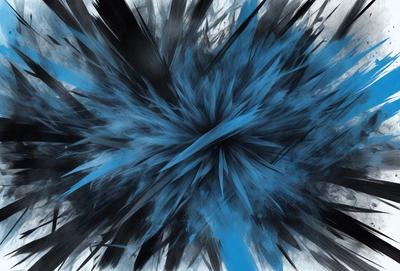 The primary subject of the image is a blue circle with a black background. The setting is a black and blue background, and the visual style appears to be a digital art or illustration. The dominant colors are blue and black, creating a bold and striking visual effect.