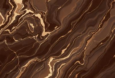 The primary subject of the image is a close-up of a marble surface with a brown and gold color palette. The setting is a natural environment, possibly a stone or rock formation. The visual style is a combination of a photo and a digital art, as the image appears to be a close-up of a natural surface, but the colors and patterns are enhanced by digital manipulation. The colors and mood of the image are warm and earthy, with the brown and gold tones creating a sense of natural beauty and rich
