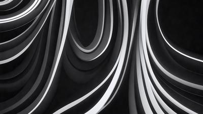 The primary subject of the image is a black and white pattern of curved lines, which creates a visually striking and artistic composition. The setting is a black background, which emphasizes the contrast between the lines and the background. The visual style is a combination of digital art and illustration, as the lines are carefully crafted to create a cohesive and harmonious design. The colors and mood of the image are predominantly black and white, which gives it a classic and timeless feel.