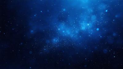 The primary subject of the image is a beautiful blue starry sky. The setting is a dark, star-filled night sky, with the stars shining brightly against the black background. The visual style is a combination of a photo and digital art, creating a stunning and captivating scene. The colors and mood of the image are predominantly blue, with the stars adding a touch of white and sparkling light.