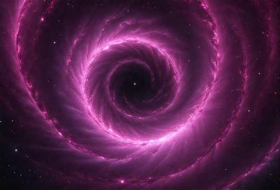 The primary subject of the image is a large, pink, spiral-shaped structure, which appears to be a part of a galaxy. The setting is a space filled with stars, creating a backdrop for the spiral. The visual style of the image is a combination of photo and digital art, as it captures the beauty of the spiral and the surrounding stars. The colors and mood of the image are predominantly pink, which gives it a warm and inviting atmosphere.
