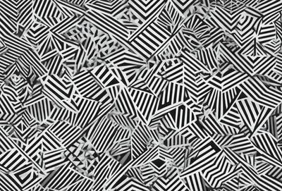 The primary subject of the image is a black and white pattern, which is the main focus of the image. The setting is a black and white background, and the visual style is a digital art or illustration. The dominant colors are black and white, and the overall atmosphere is a mix of modern and classic.