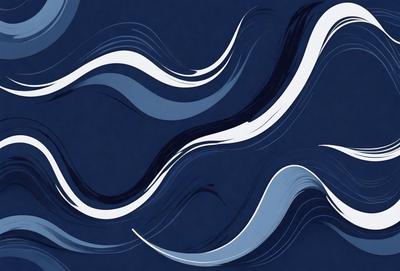 The primary subject of the image is a blue and white swirl pattern. The setting is a dark blue background, which contrasts with the swirl pattern. The visual style is a combination of digital art and illustration, creating a dynamic and visually appealing design. The dominant colors are blue and white, with the swirl pattern adding a sense of movement and energy to the overall atmosphere.
