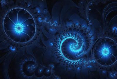 The primary subject of the image is a blue spiral pattern, which is the main object, scene, or focus of the image. The setting or background features a blue and white swirl pattern, which adds to the overall visual style. The image is a digital art or illustration, showcasing the artist's creativity and skill in designing intricate patterns. The dominant colors in the image are blue and white, creating a calming and serene atmosphere.