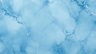 The primary subject of the image is a blue marble wall with a cracked pattern. The setting is a room with a blue-tinted wall, and the visual style is a close-up of the wall. The dominant colors are blue and white, creating a calm and serene atmosphere.