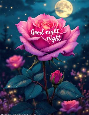 The primary subject of the image is a pink rose with a message written on it. The rose is placed in a garden setting, surrounded by other flowers. The visual style of the image is a digital art, with a pink and purple color scheme that creates a warm and inviting atmosphere.