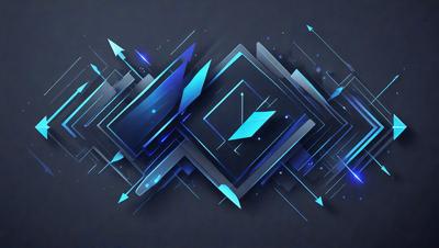 The primary subject of the image is a blue and black geometric pattern. The setting is a dark background, which contrasts with the bright blue and black colors of the pattern. The visual style is a digital art or illustration, as the pattern is intricate and detailed. The overall atmosphere is modern and visually appealing.