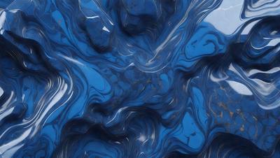 The primary subject of the image is a blue, swirling, and flowing pattern, which appears to be a piece of art or a decorative item. The setting is a blue background, which complements the blue pattern. The visual style is a combination of artistic and digital elements, creating a unique and eye-catching design. The colors and mood of the image are predominantly blue, which gives it a calming and serene atmosphere.