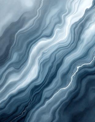 The primary subject of the image is a blue and white ocean wave. The setting is the ocean, with the wave crashing against the surface. The visual style is a photo of the ocean, capturing the dynamic movement of the wave. The dominant colors are blue and white, creating a serene and calming atmosphere.