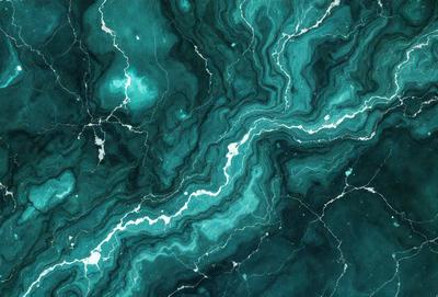 The primary subject of the image is a close-up of a blue and green marble wall. The setting is a room with a blue and green marble wall, which serves as the background. The visual style is a close-up of the marble wall, showcasing its intricate patterns and textures. The dominant colors are blue and green, creating a serene and calming atmosphere.