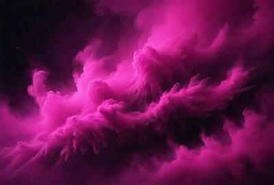 The primary subject of the image is a pink cloud, which is the main object, scene, or focus of the image. The setting or background is a dark, cloudy sky, and the visual style appears to be a photo. The dominant colors in the image are pink and purple, creating a warm and vibrant atmosphere.