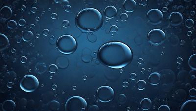 The primary subject of the image is a close-up of a blue, bubbly surface, possibly a water surface or a blue background with bubbles. The setting is a dark blue background, which contrasts with the bubbly surface. The visual style is a close-up, focusing on the details of the bubbles. The colors and mood of the image are predominantly dark blue, with the bubbles adding a touch of brightness and liveliness to the scene.
