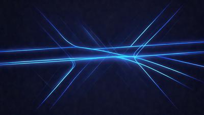 The primary subject of the image is a blue light, which appears to be a neon light or a blue laser beam. The setting is a dark background, which contrasts with the bright blue light. The visual style of the image is digital art, as it is a computer-generated image. The colors and mood of the image are predominantly blue, creating a sense of depth and a futuristic atmosphere.