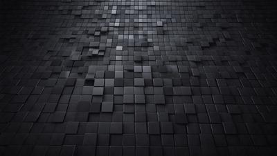 The primary subject of the image is a black and white tiled floor. The setting is a dark room with a black background. The visual style is a close-up of the tiled floor, which appears to be a patterned design. The colors and mood of the image are predominantly dark and moody, with the black and white tiles creating a striking contrast against the dark background.