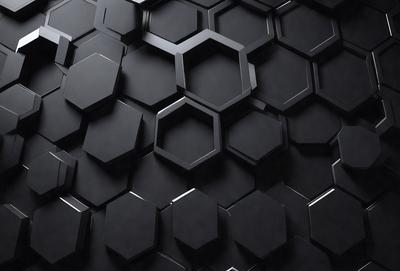 The primary subject of the image is a black and white patterned wall. The setting is a dark room, and the visual style is a close-up of the patterned wall. The dominant colors are black and white, creating a moody atmosphere.