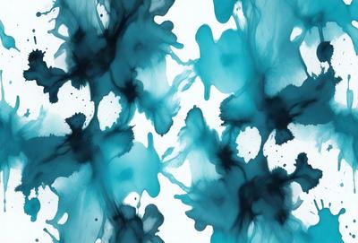 The primary subject of the image is a blue and white painting featuring a pattern of blue and white dots. The setting is a white background, and the visual style appears to be a digital art or illustration. The dominant colors are blue and white, creating a calm and soothing atmosphere.