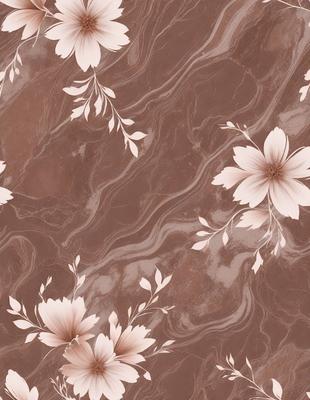 The primary subject of the image is a pattern of flowers on a marbled surface. The flowers are pink and white, and they are arranged in a visually appealing manner. The setting is a marbled wall, which adds a sense of texture and depth to the scene. The visual style of the image is a combination of photo and digital art, creating a realistic yet artistic representation of the flowers. The colors and mood of the image are predominantly warm and inviting, with the pink and white flowers evoking