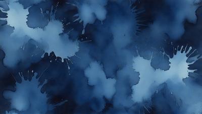 The primary subject of the image is a blue background with white splatters or paint drops on it. The setting appears to be a painting or a digital artwork, as the visual style suggests a creative and artistic approach. The dominant colors in the image are blue and white, creating a calm and serene atmosphere.