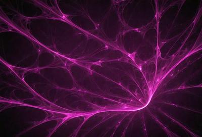 The primary subject of the image is a purple, pink, and white pattern, which appears to be a digital art or illustration. The setting is a dark background, which contrasts with the vibrant colors of the pattern. The visual style suggests that the image is a creative and artistic representation of a cellular structure or a biological pattern. The colors and mood of the image evoke a sense of mystery, intrigue, and beauty.
