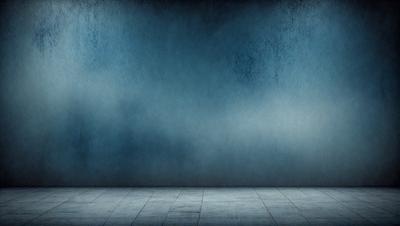 The primary subject of the image is a blue wall with a white floor. The setting is a room with a blue wall and a white floor. The visual style is a photo, and the colors and mood are predominantly blue and white.
