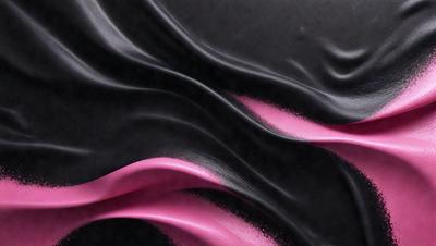 The primary subject of the image is a close-up of a pink and black fabric, possibly a piece of clothing or a curtain. The setting is a dark background, which contrasts with the bright colors of the fabric. The visual style appears to be a combination of a photo and digital art, as the fabric appears to be both real and manipulated. The colors and mood of the image are predominantly pink and black, creating a bold and striking appearance.