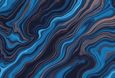 The primary subject of the image is a blue and brown striped pattern. The setting is a blue and brown striped surface, which could be a wallpaper, fabric, or a natural formation. The visual style is a close-up of the pattern, showcasing the intricate details of the design. The colors and mood of the image are predominantly blue and brown, creating a sense of depth and texture.