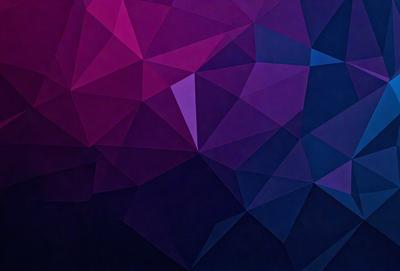 The primary subject of the image is a purple and blue geometric pattern. The setting is a dark background, which contrasts with the vibrant colors of the pattern. The visual style is a combination of digital art and illustration, creating a unique and eye-catching design. The dominant colors are purple and blue, which evoke a sense of calmness and tranquility.