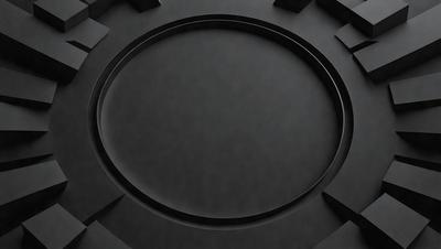 The primary subject of the image is a black circle, which appears to be a part of a larger structure. The setting is a dark background, which contrasts with the black circle. The visual style is a close-up of the black circle, emphasizing its shape and texture. The colors and mood of the image are predominantly dark and moody, with the black circle being the focal point.